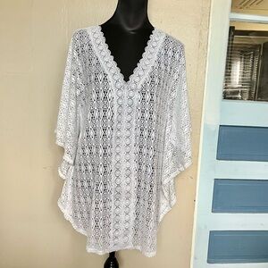 Catalina Boho indie crochet bat wing cover up top